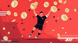 Bitcoin betting in Australia sports player with Bitcoins in the air