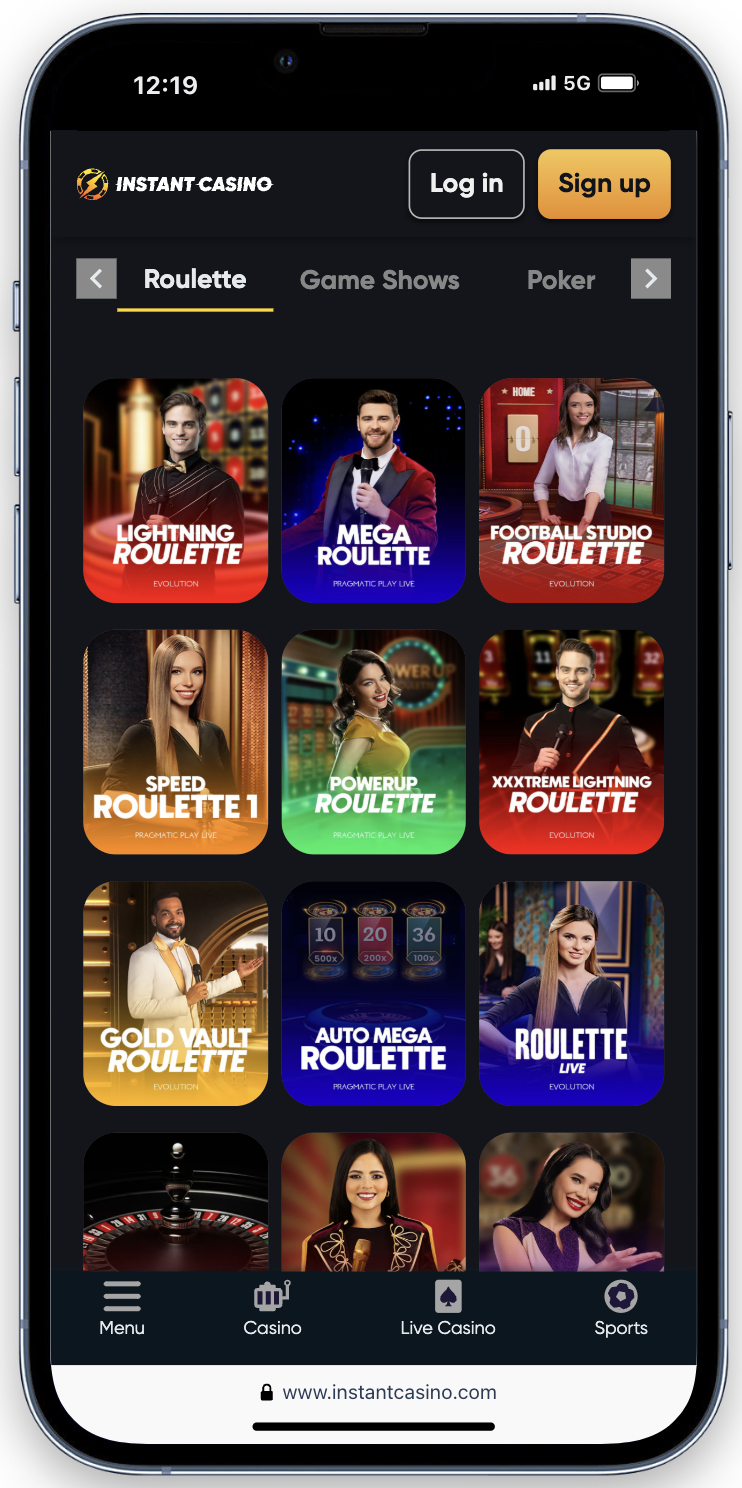 Instant Casino Tafelspellen