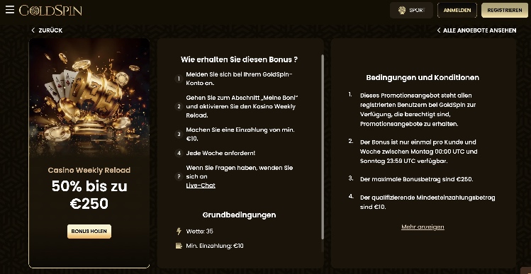goldspin reload bonus