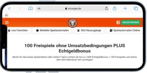 LeoVegas Casino Bonus auf einem Mobilgerät.