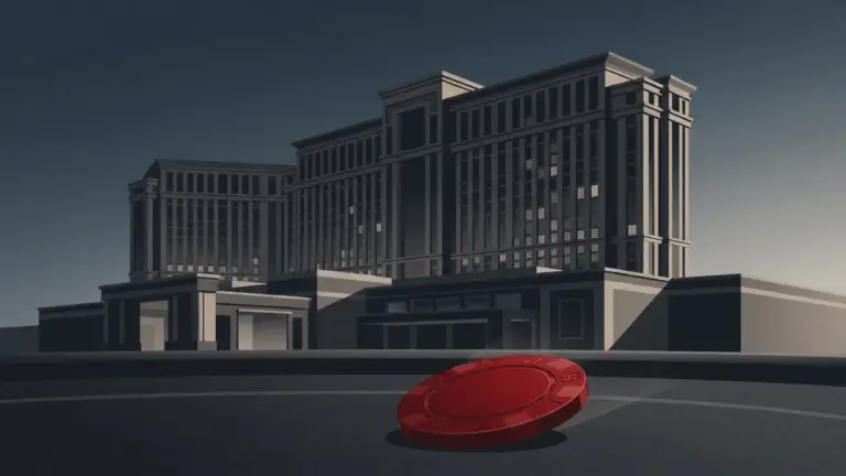 Illustration eines Las Vegas Casinos mit rotem Pokerchip nach dem Rückzug des MGM-Übernahmeangebots