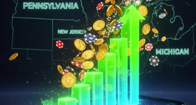 Graf over rekordomsætning for online casino i Pennsylvania, New Jersey og Michigan 2025