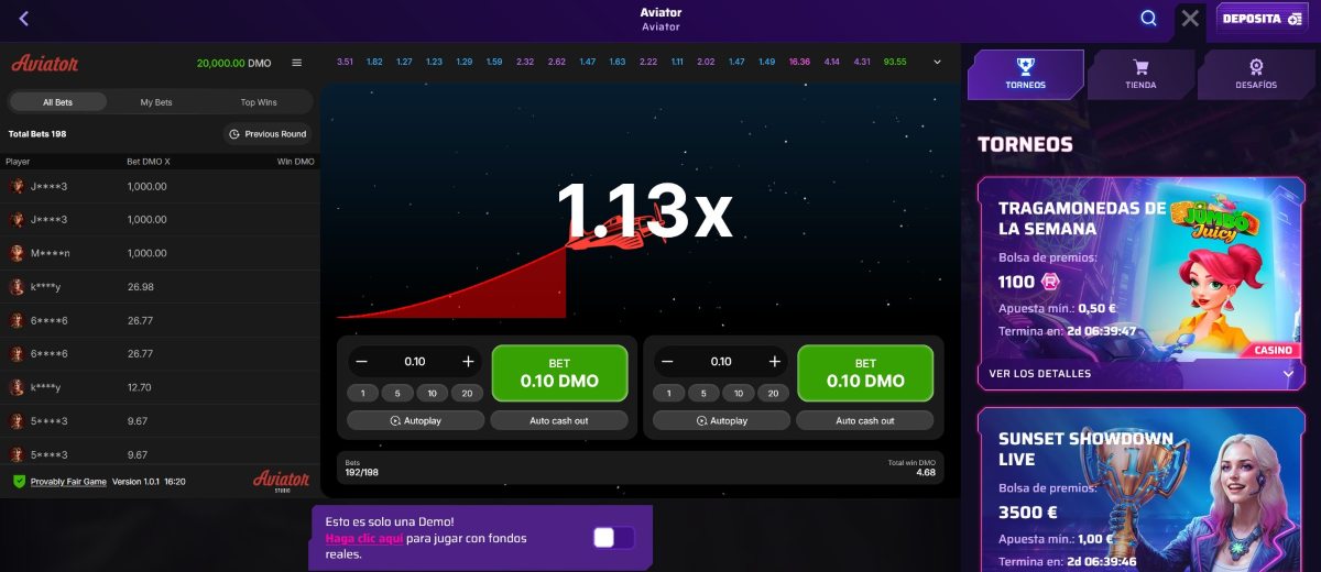 Aviator se puede jugar en Roby Casino, que a la vez es uno de los casinos con retiro inmediato