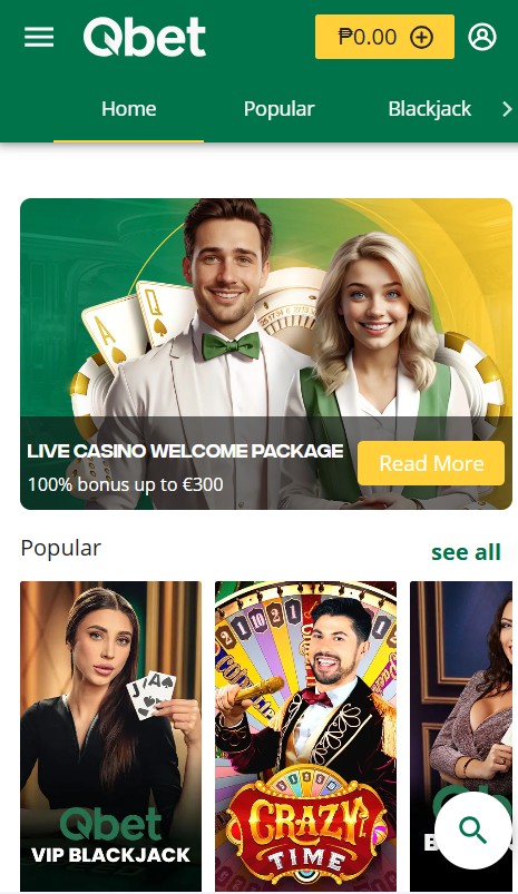 QBet mobiele app interface