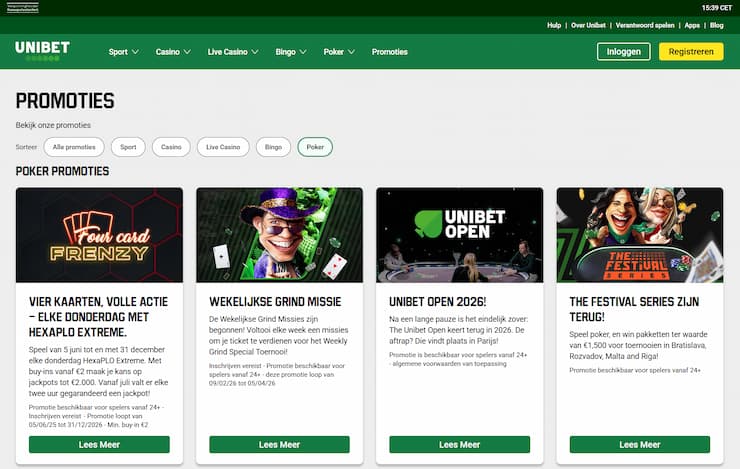 Unibet poker promotion page