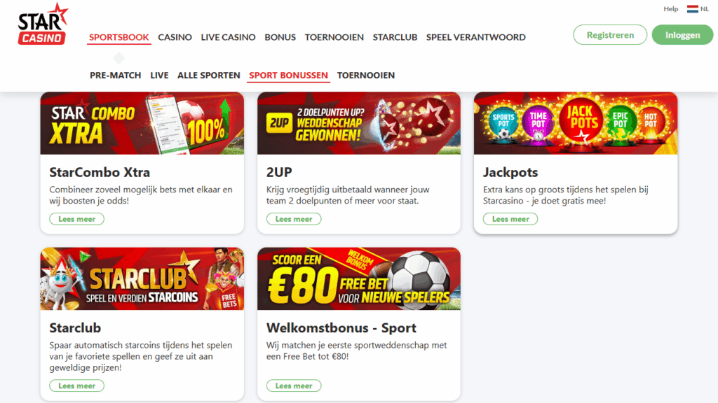 Starcasino gokken op voetbal homepage