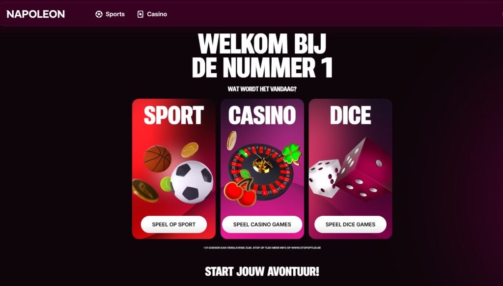 Napoleon Sports Belgische bookmaker met live visualisaties