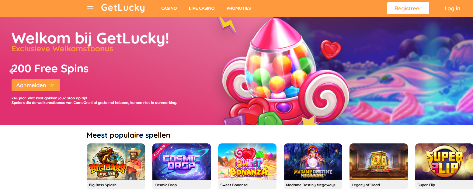 GetLucky Homepage free spins casino