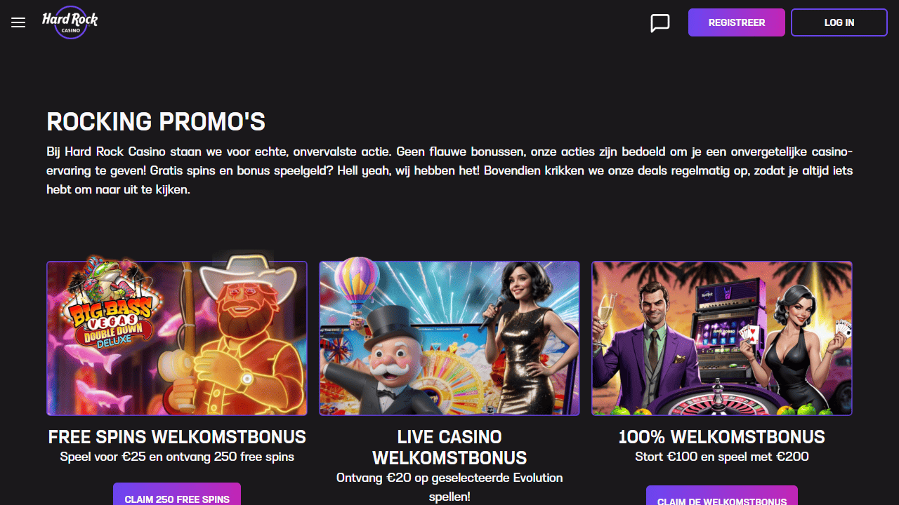 Hard Rock Casino free spins casino welkomstbonussen
