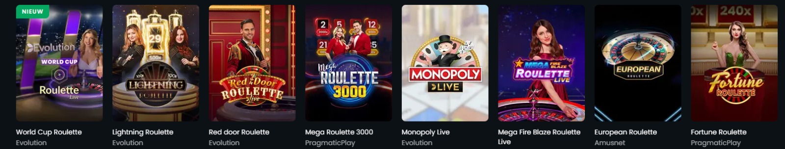 aanbod live casino games bij online casino's Nederland