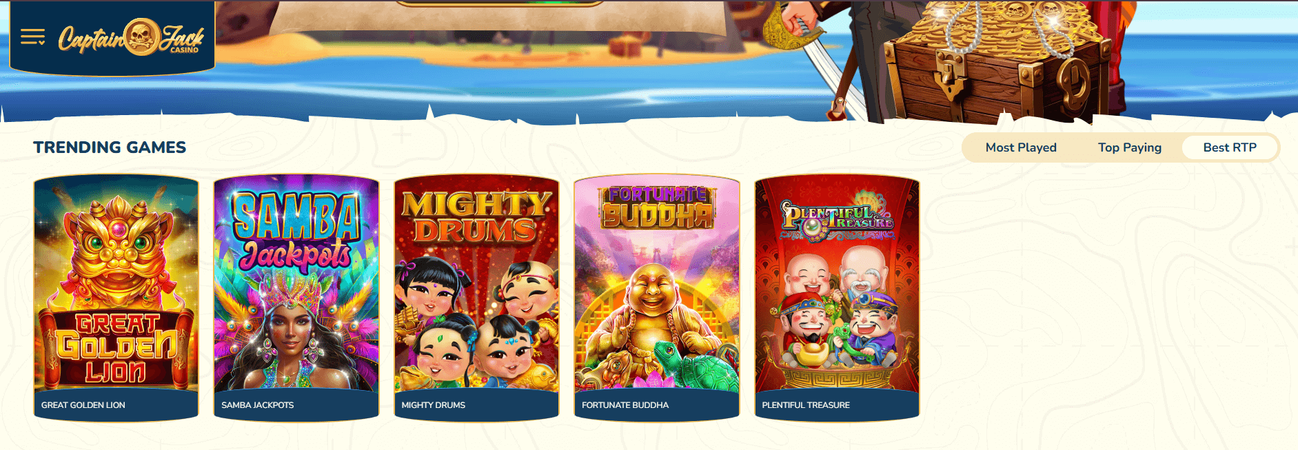 High RTP Filter at Captain Jack