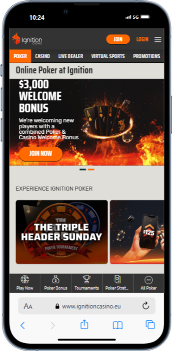 Ignition Mobile Poker Homepage