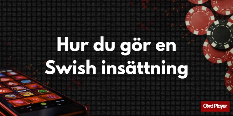 Hur du för en Swish insättning brevid spelmarker och casino i mobil.