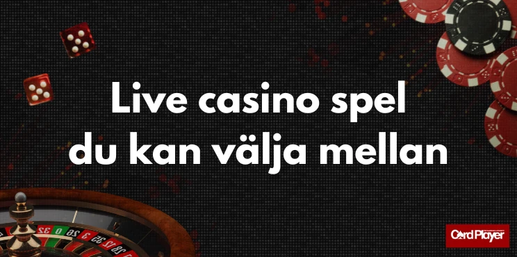 Live casino spel du kan välja mellan brevid roulette-hjul, tärningar och spelmarker.