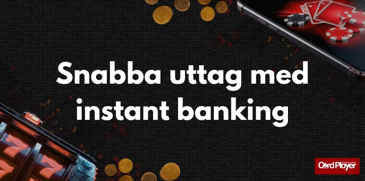 Snabba uttag med instant banking brevid slotmaskin och mobilt casino.