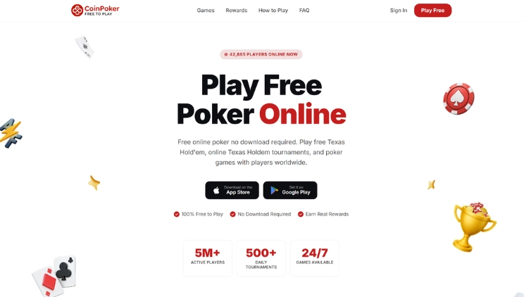 CoinPoker gratis poker via desktop.