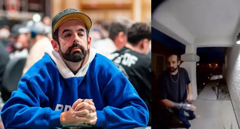 Jared Griener vid WSOP och på övervakningsbild efter det misstänkta rånet i Las Vegas.