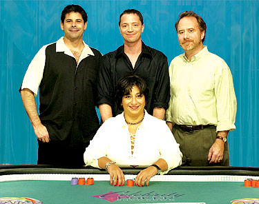 Celebrity Poker's Bryan Scott, Joshua Malina, Andrew Hill Newman, and Marcia Mulé