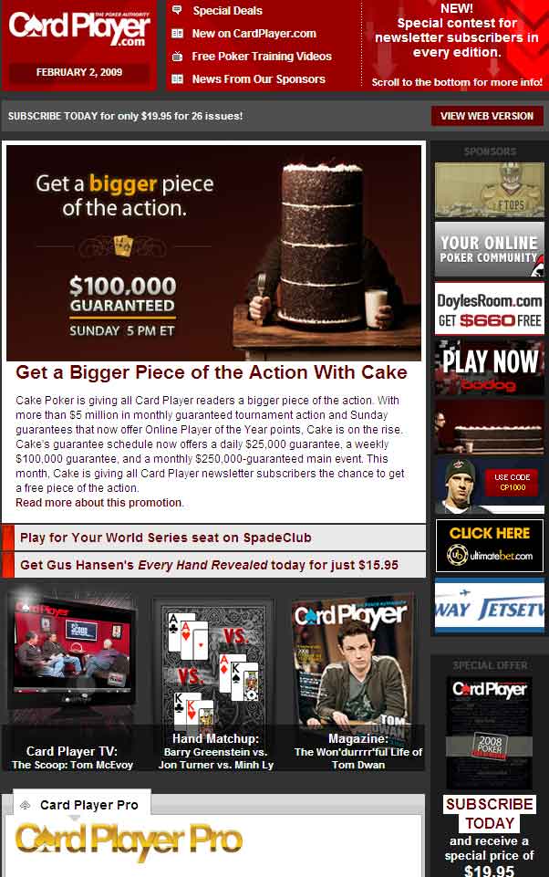 Card Player newsletter Card Player newsletter