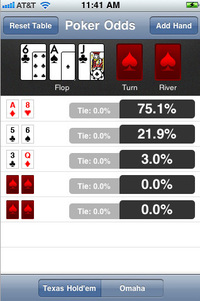 Poker Odds Calculator iPhone App