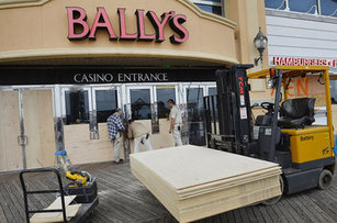 Bally's Boards Up Before Storm Image: Associate Press