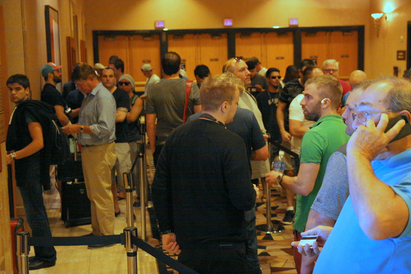 Players Wait In Line To Buy In