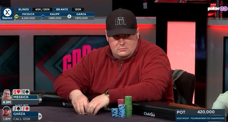 Ryan Messick in a screen shot of PokerGO's exclusive streaming coverage of the Torunament of Champions final table Ryan Messick in a screen shot of PokerGO's exclusive streaming coverage of the Torunament of Champions final table