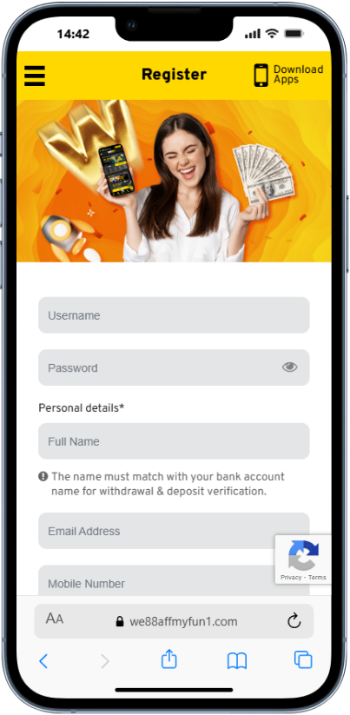 Malaysian Casinos sign up page