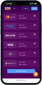 super slots credit card deposits