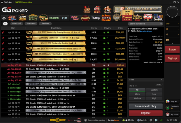 GG Millions Tournaments