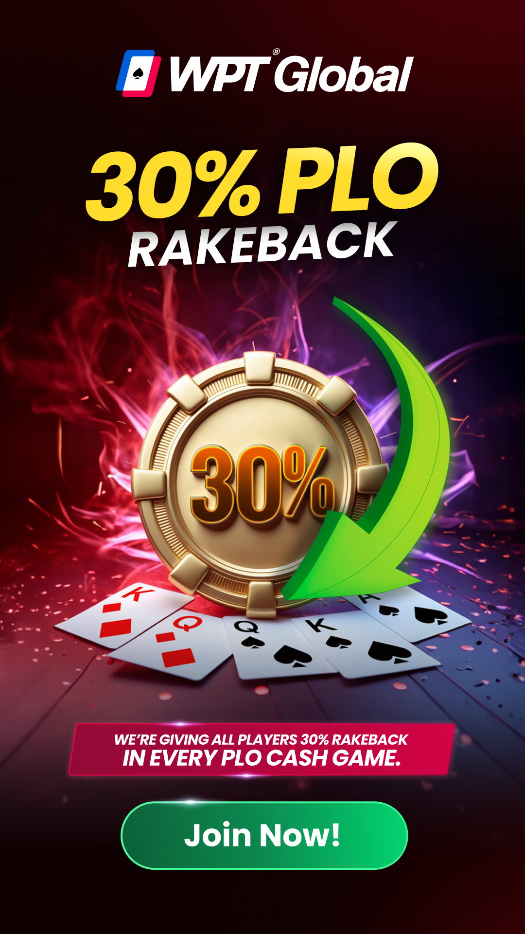 WPT Global Rolls Out 30% Rakeback For PLO Players