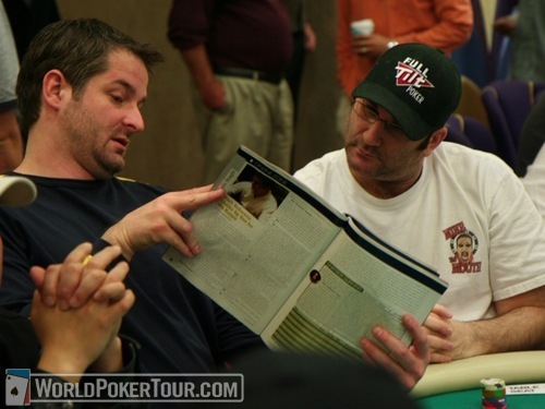 Tony Cousineau (left) and Mike Matusow on Day 1 of the WPT L.A. Poker Classic