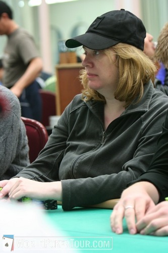 Shooting Star Kathy Liebert on Day 1a of the WPT Bay 101 Shooting Star Tournament