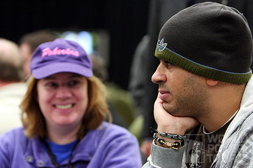 Kathy Liebert (left) and Amnon Filippi on Day 2 of the WPT North American Poker Championship at the Fallsview Casino