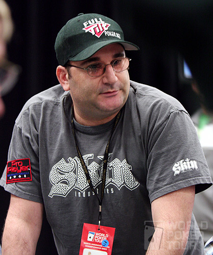 Mike Matusow stands up to watch the turn and river in his elimination hand on Day 1c of the WPT North American Poker Championship at the Fallsview Casino