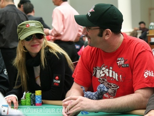 Side-by-side Shooting Stars Isabelle Mercier and Mike Matusow on Day 1b of the WPT Bay 101 Shooting Star Tournament