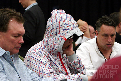 From left to right: Ted Lawson, Steve Sung, and Bill Edler play at a tough table on Day 2 of the WPT North American Poker Championship at the Fallsview Casino
