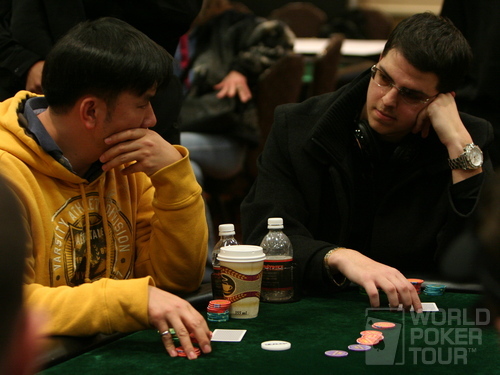 Henry Tran (left) stares down Noah Schwartz (right) on Day 1a of the WPT Tunica World Poker Open