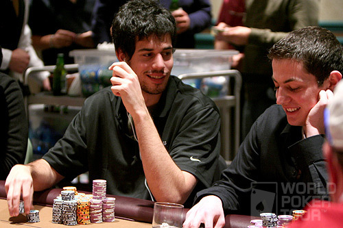 Season IV Foxwoods champion Nick Schulman (left) and Tom "Durrr" Dwan on Day 3 of the WPT Foxwoods World Poker Finals