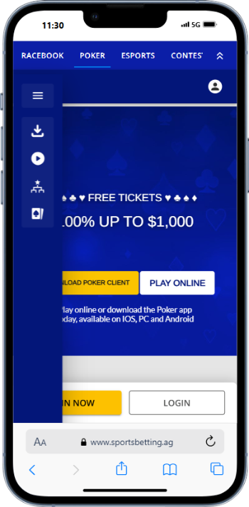 SportsBetting Poker Homescreen