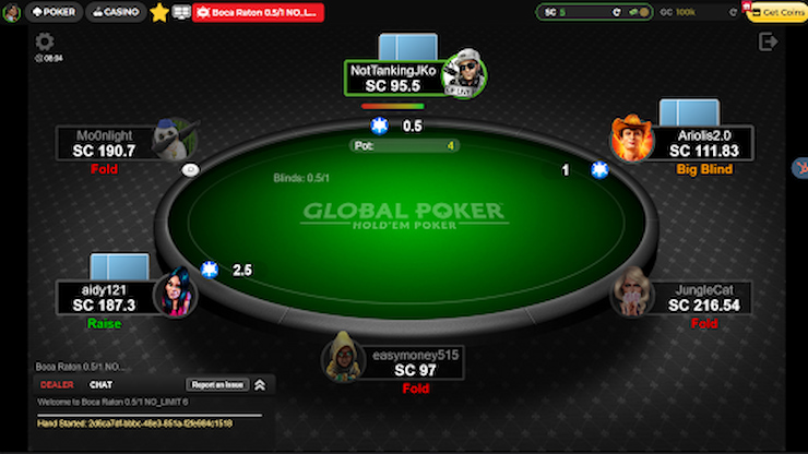 Global Poker tournament table