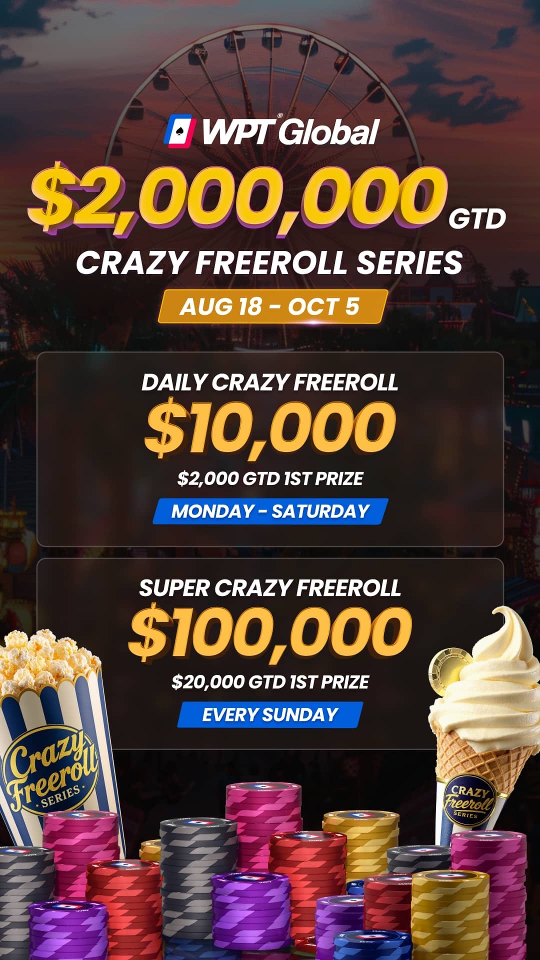 WPT Global Goes Freeroll Crazy With $2 Million In Prizes