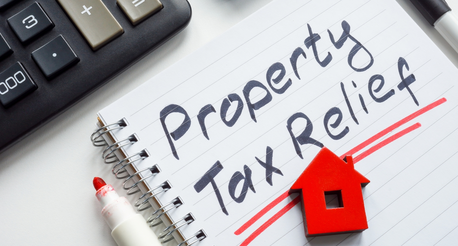 A picture of a "property tax relief" note