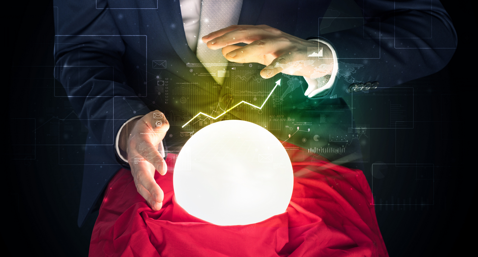 A picture of a businessman with a crystal ball