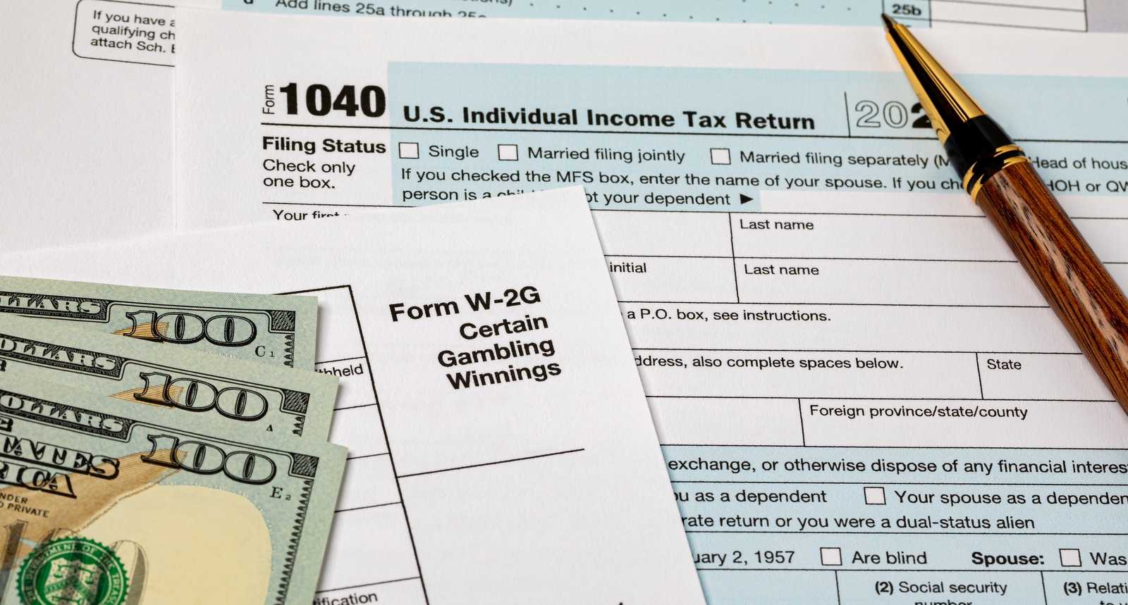 An image of gambling tax forms