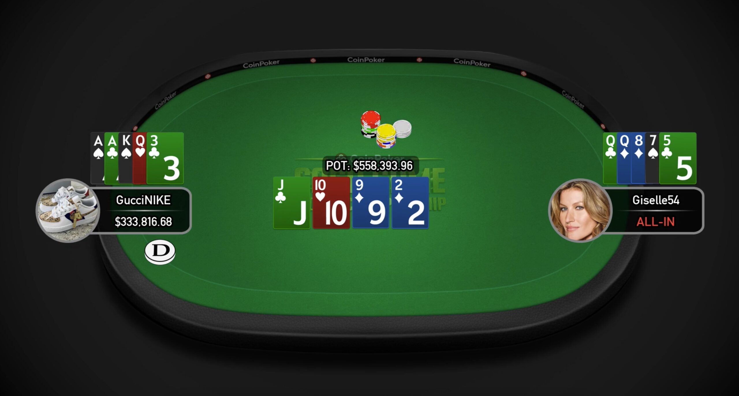 'GucciNIKE' Wins $800,000 From 'Giselle54' In 5-Card PLO - Poker News