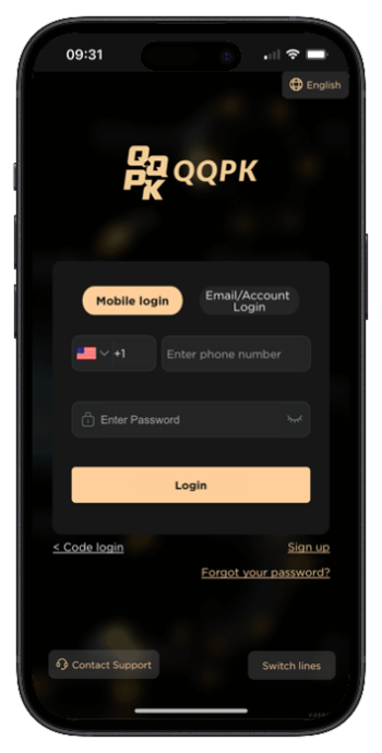 QQPK Login Screen