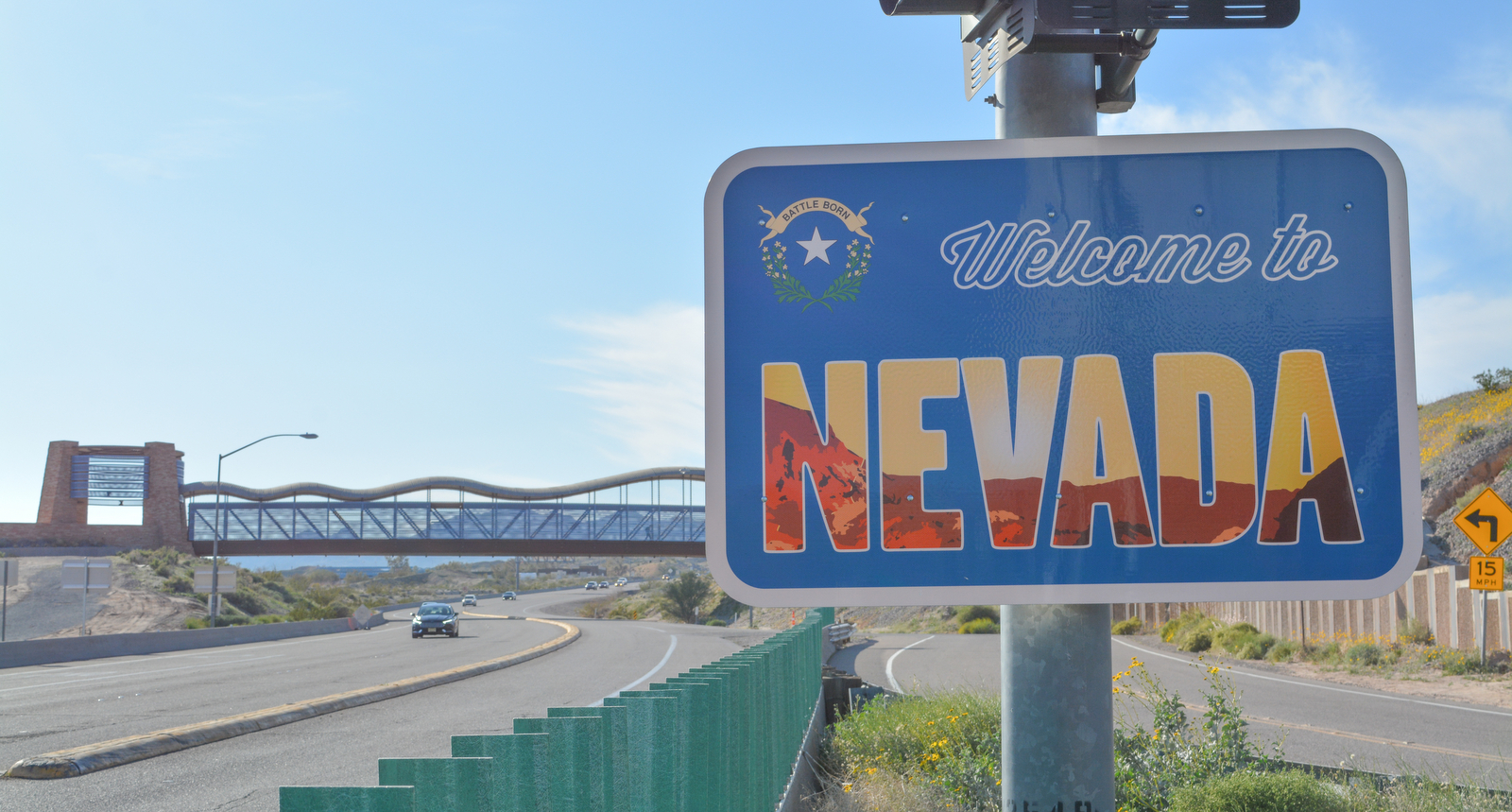 A picture of a 'Welcome To Nevada Sign'