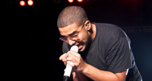 A picture of Drake performing