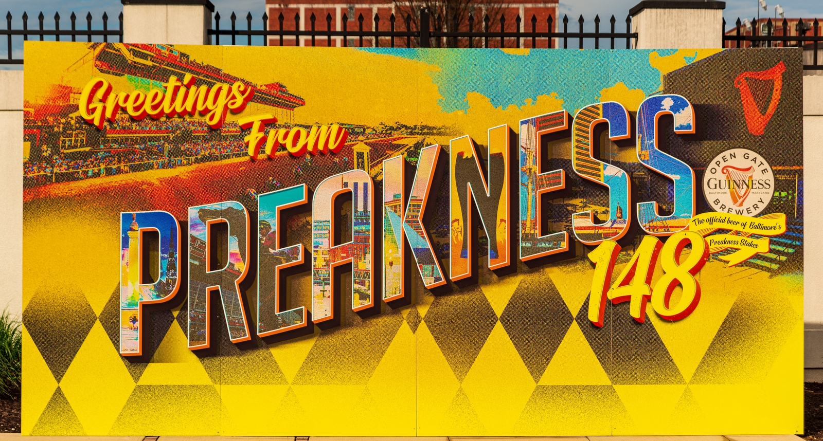 A picture of a sign advertising the Preakness Stakes